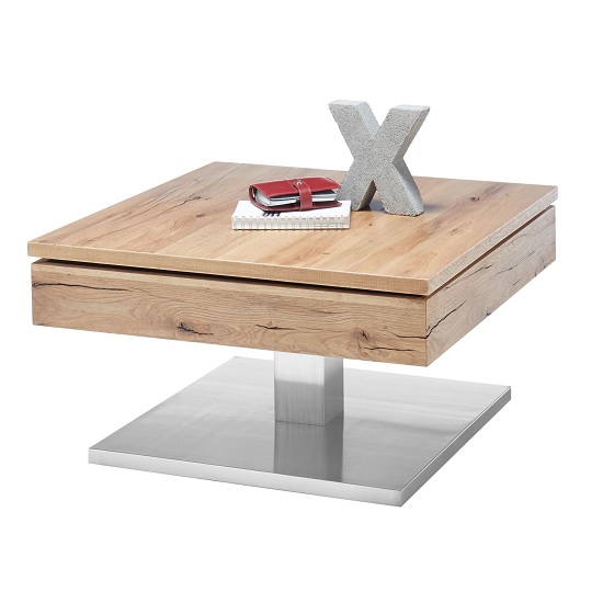 Product photograph of Albans Wooden Coffee Table Square In Knotty Oak from Furniture in Fashion