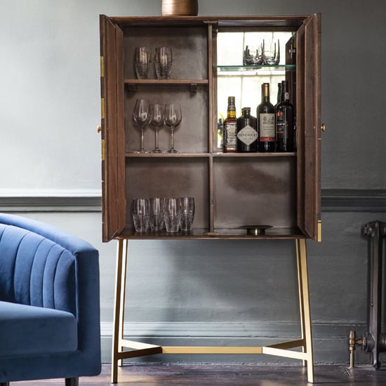 Albany Acacia Wood Bar Cabinet With 2 Doors In Brown_2