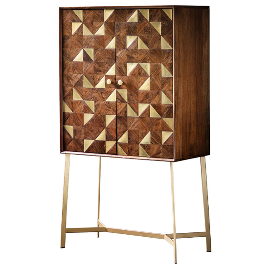 Albany Acacia Wood Bar Cabinet With 2 Doors In Brown_5
