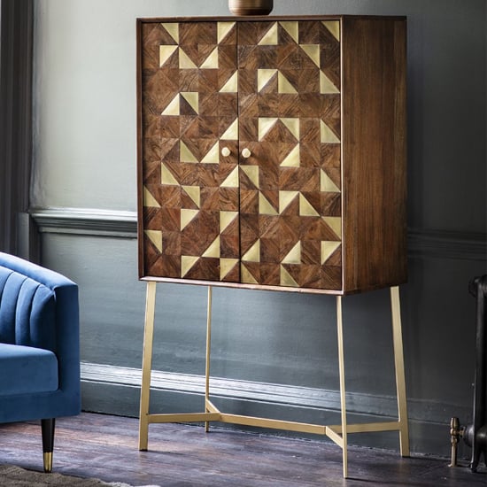 Read more about Gillette wooden bar cabinet with 2 doors in brown