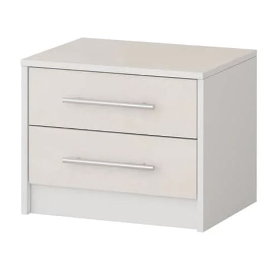 Product photograph of Albany Wooden Bedside Cabinet With 2 Drawers In Silk And White from Furniture in Fashion