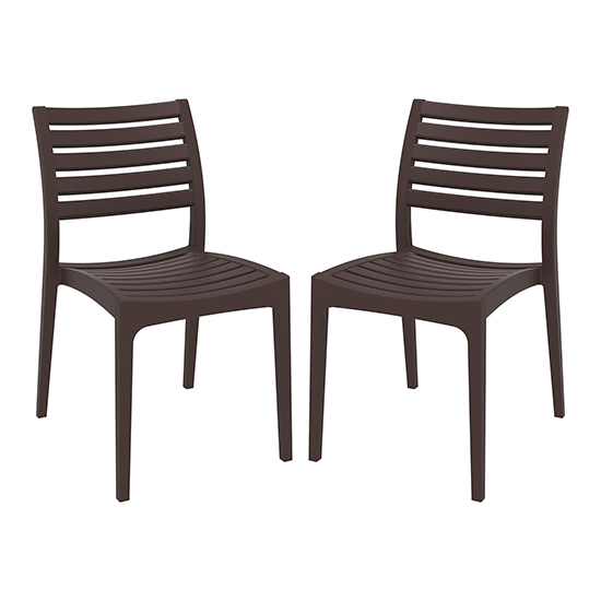 Albany Brown Polypropylene Dining Chairs In Pair