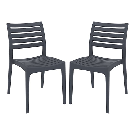 Albany Dark Grey Polypropylene Dining Chairs In Pair