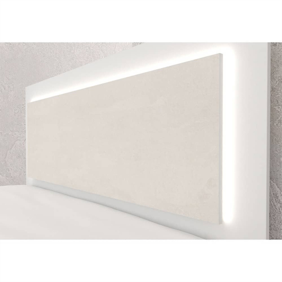 Albany Wooden Divan King Size Bed In Silk And White With LED