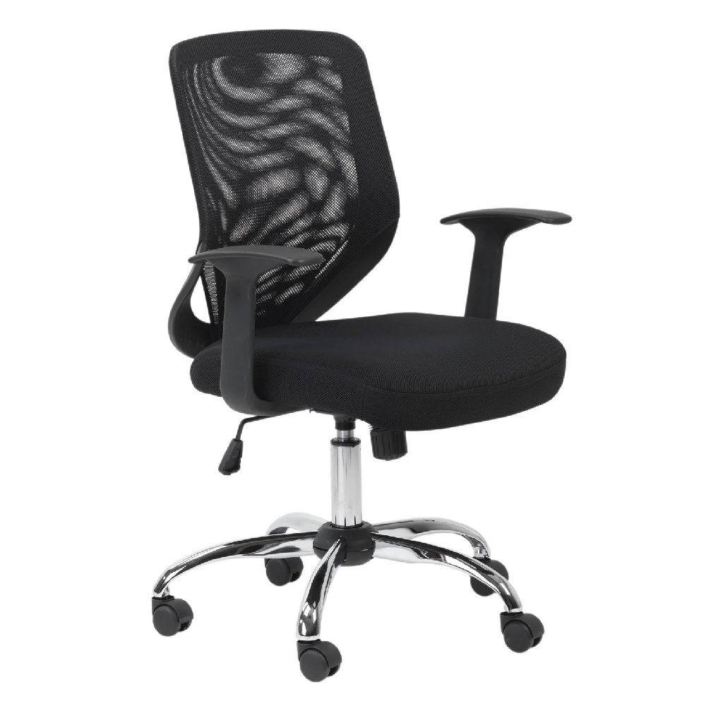Albany Fabric Home And Office Chair With Chrome Base In Black