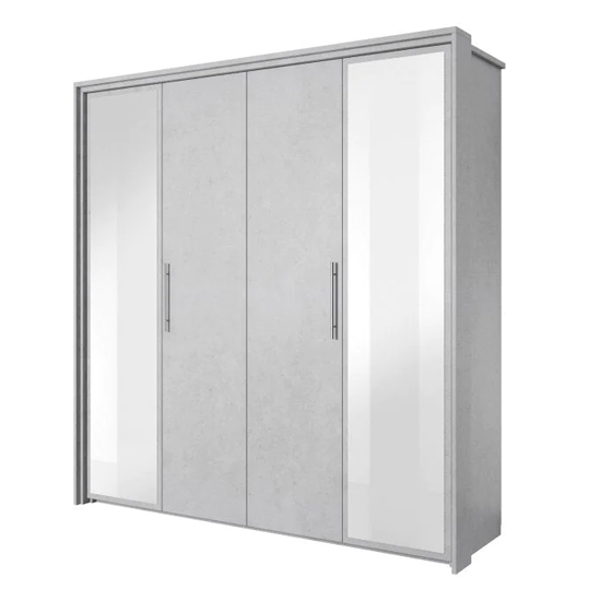 Albany Mirrored Wardrobe With 2 Hinged Doors In Silk And White