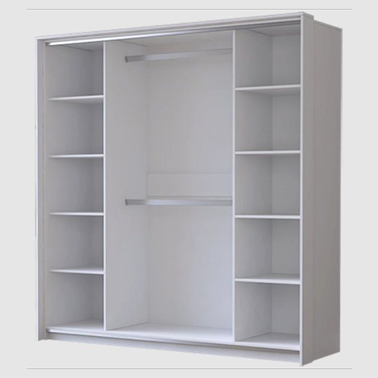 Albany Mirrored Wardrobe With 2 Hinged Doors In Silk And White