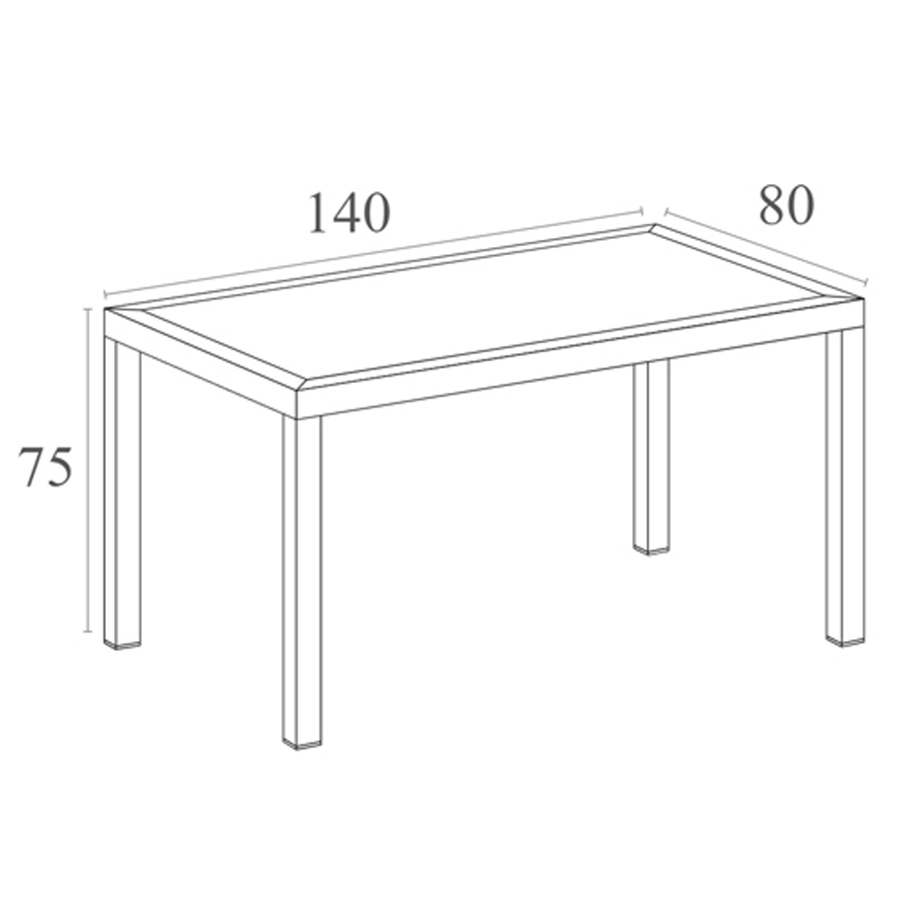 Albany Resin Outdoor Rectangular Dining Table In Dark Grey