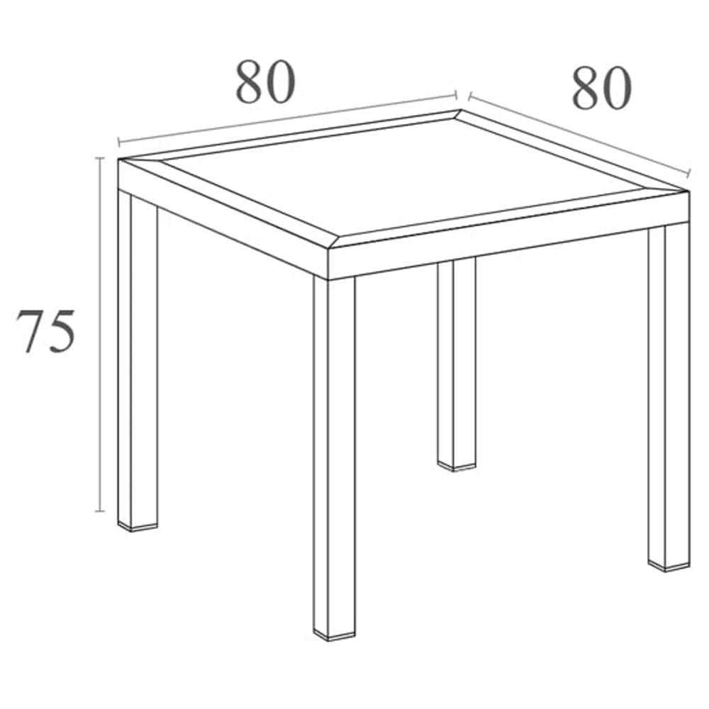 Albany Resin Outdoor Square Dining Table In Dark Grey