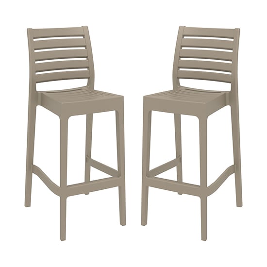 Read more about Albany taupe polypropylene and glass fiber bar chairs in pair