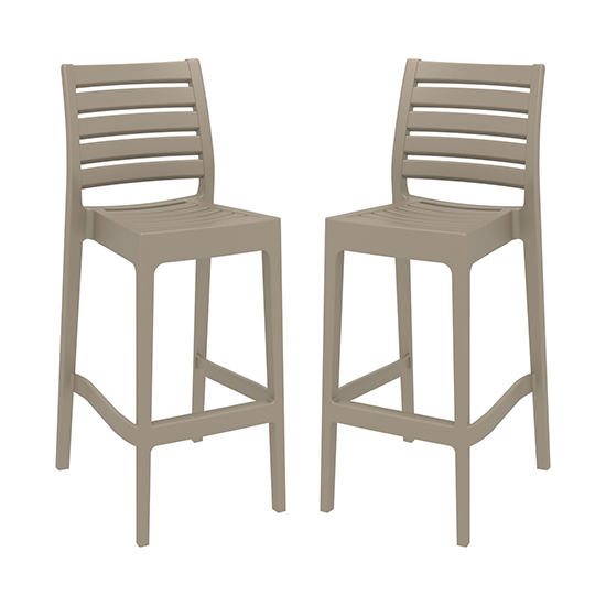 Product photograph of Albany Taupe Polypropylene And Glass Fiber Bar Chairs In Pair from Furniture in Fashion