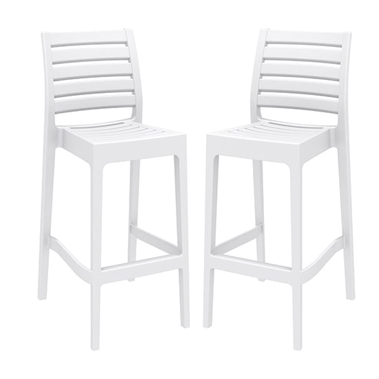Photo of Albany white polypropylene and glass fiber bar chairs in pair