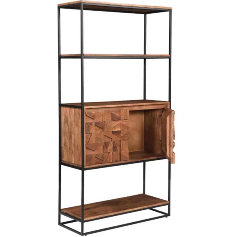 Albany Wooden Bookcase With 2 Doors In Natural