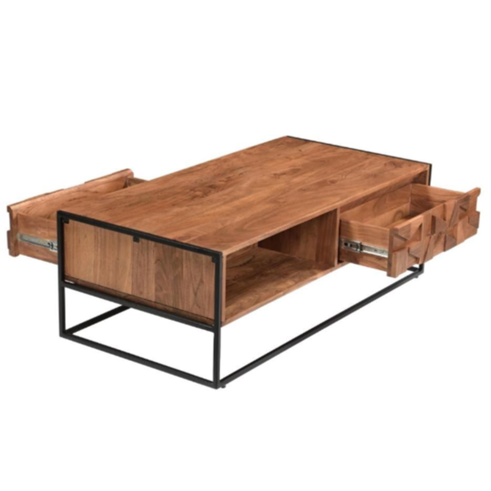 Albany Wooden Coffee Table With 2 Drawers In Natural