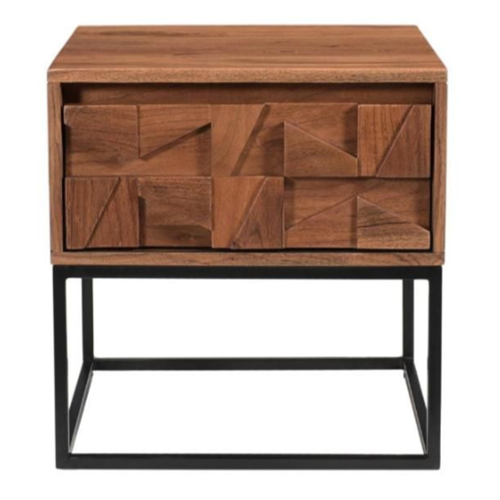 Albany Wooden End Table With 1 Drawer In Natural