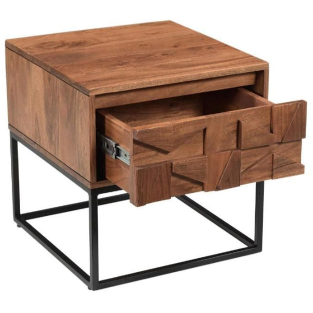 Albany Wooden End Table With 1 Drawer In Natural