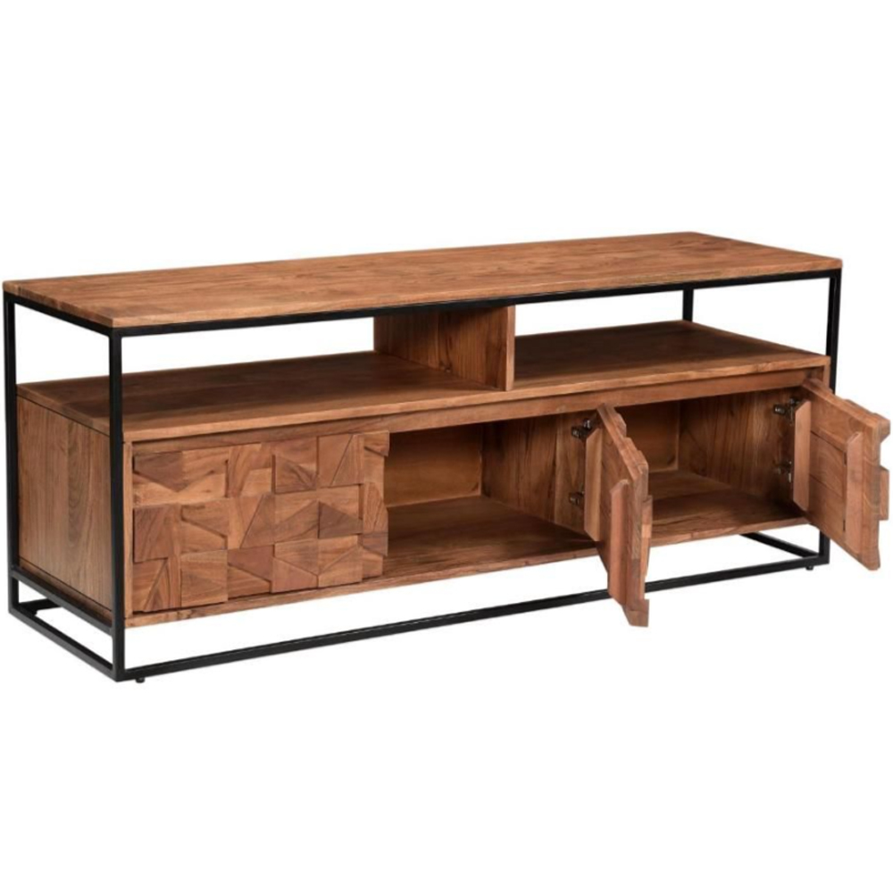Albany Wooden TV Stand With 3 Doors In Natural