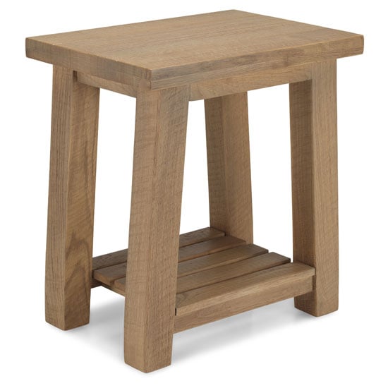 Albas Wooden Lamp Table In Planked Solid Oak With Shelf_2