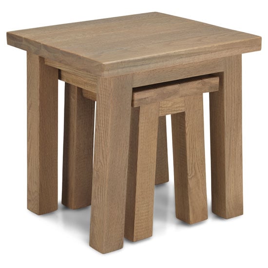 Albas Wooden Set Of 2 Nesting Tables In Planked Solid Oak_1