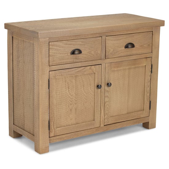 Photo of Albas wooden small sideboard in planked solid oak