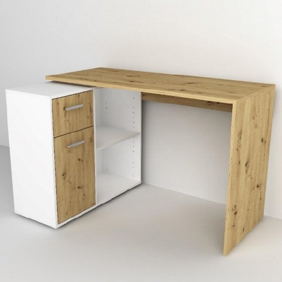 Read more about Albea rotating corner computer desk in artisan oak and white