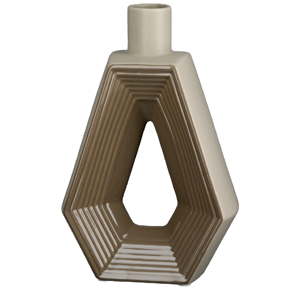 Albemarle Ceramics Geometric Vase In Brown