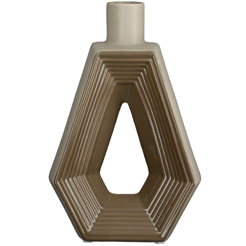 Albemarle Ceramics Geometric Vase In Brown