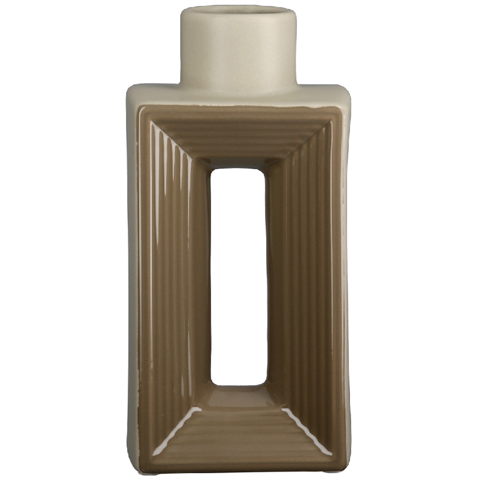 Albemarle Ceramics Rectangular Vase In Brown