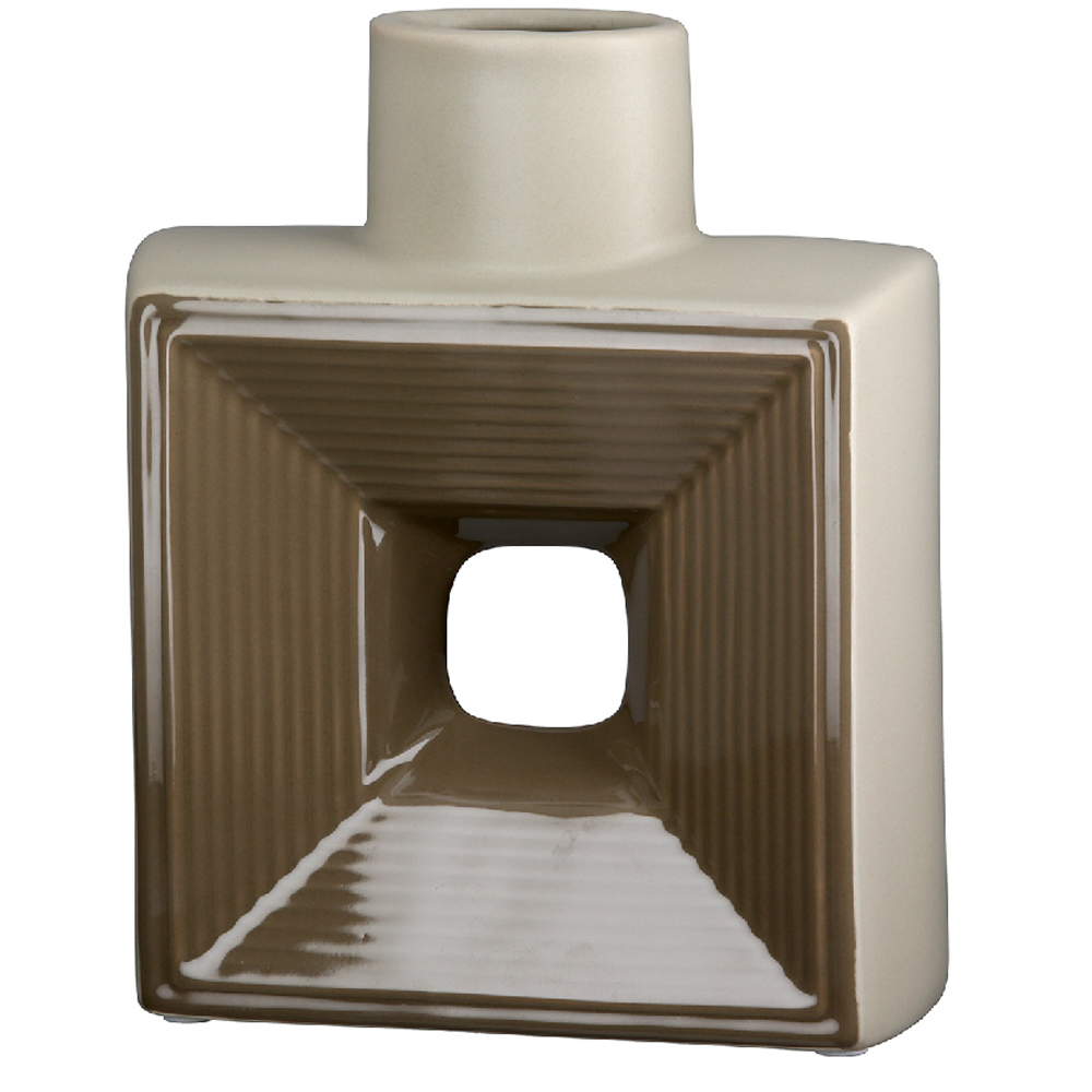 Albemarle Ceramics Square Vase In Brown