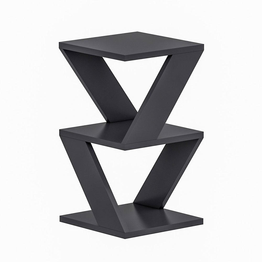 Albeni Wooden Side Table in Anthracite