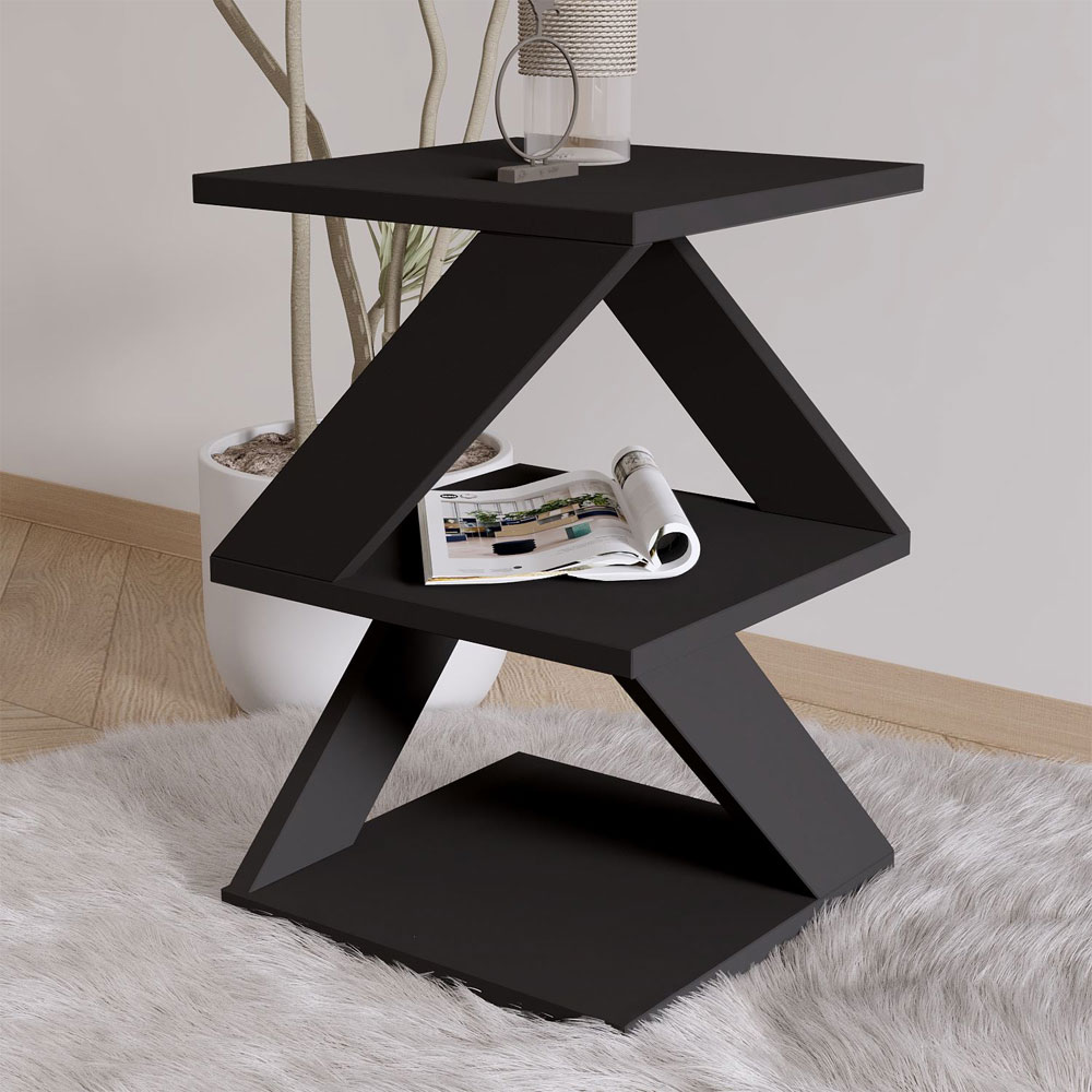 Albeni Wooden Side Table in Black
