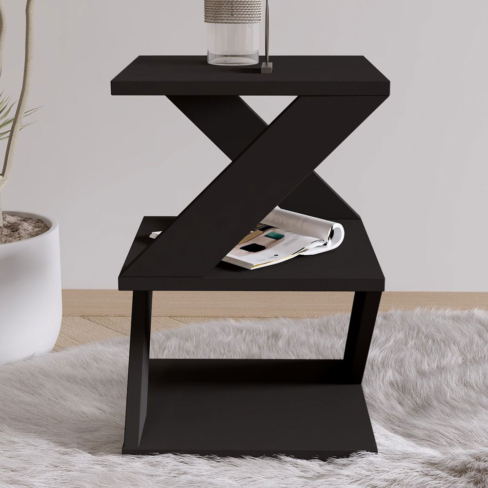 Albeni Wooden Side Table in Black