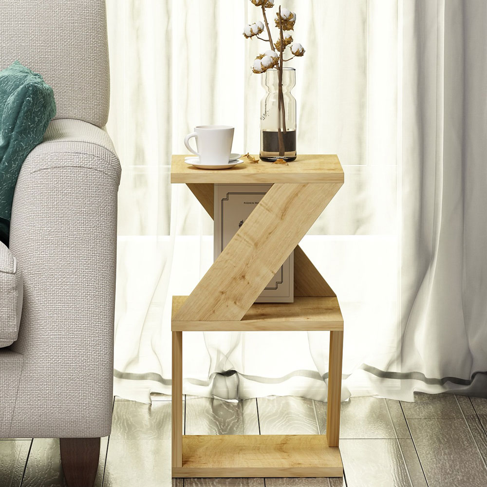 Albeni Wooden Side Table in Sapphire Oak