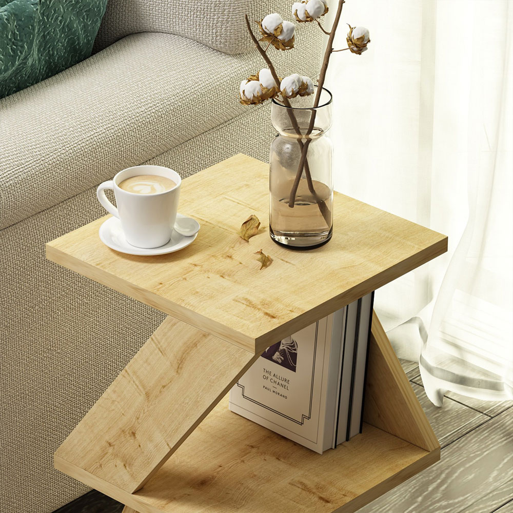 Albeni Wooden Side Table in Sapphire Oak