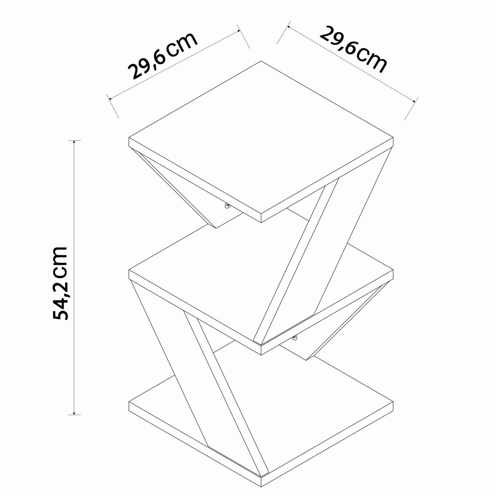 Albeni Wooden Side Table in Travertine Marble Effect and Walnut