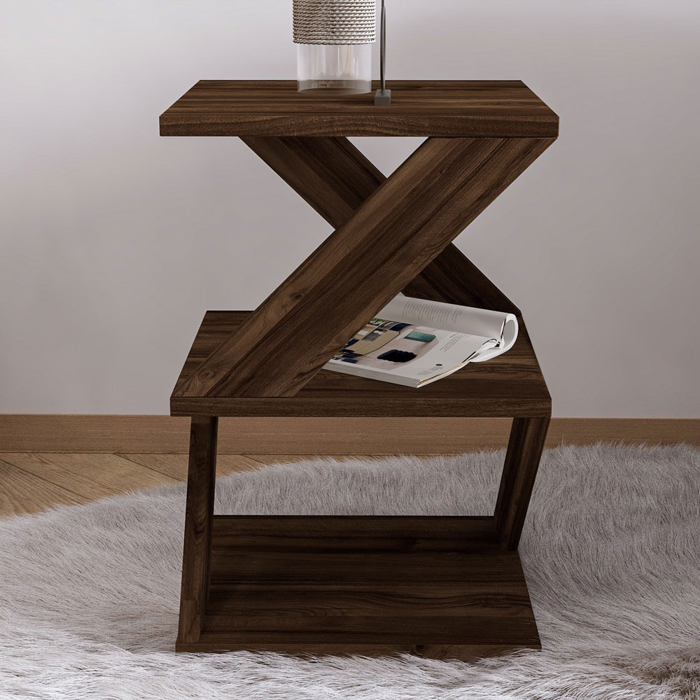 Albeni Wooden Side Table in Walnut