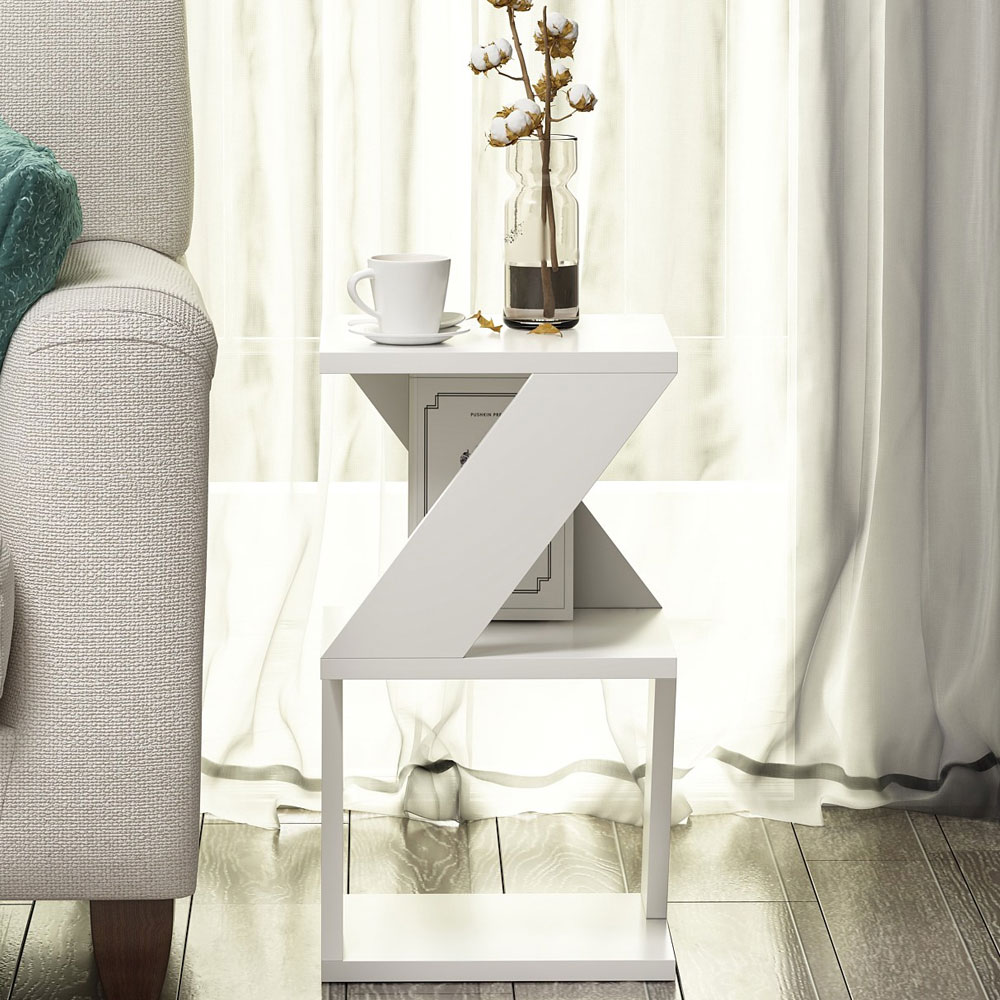 Albeni Wooden Side Table in White