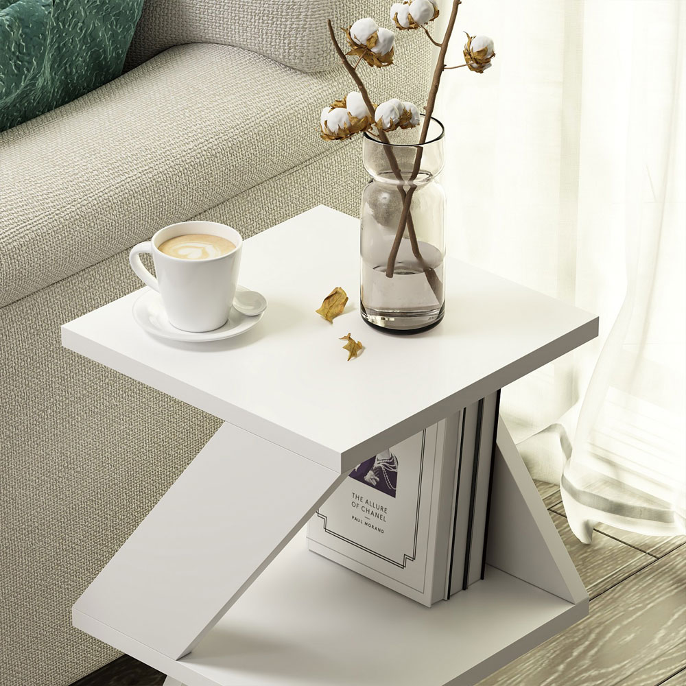 Albeni Wooden Side Table in White
