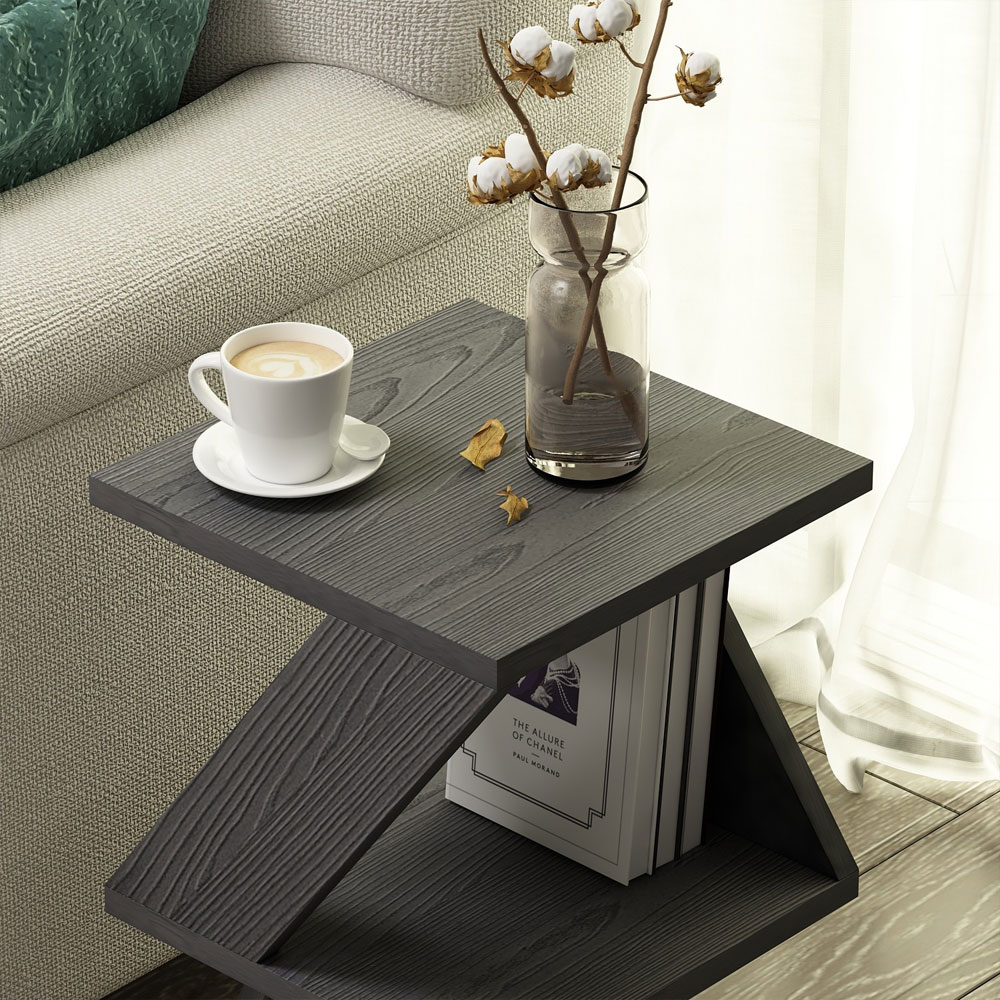 Albeni Wooden Side Table in Wood Black