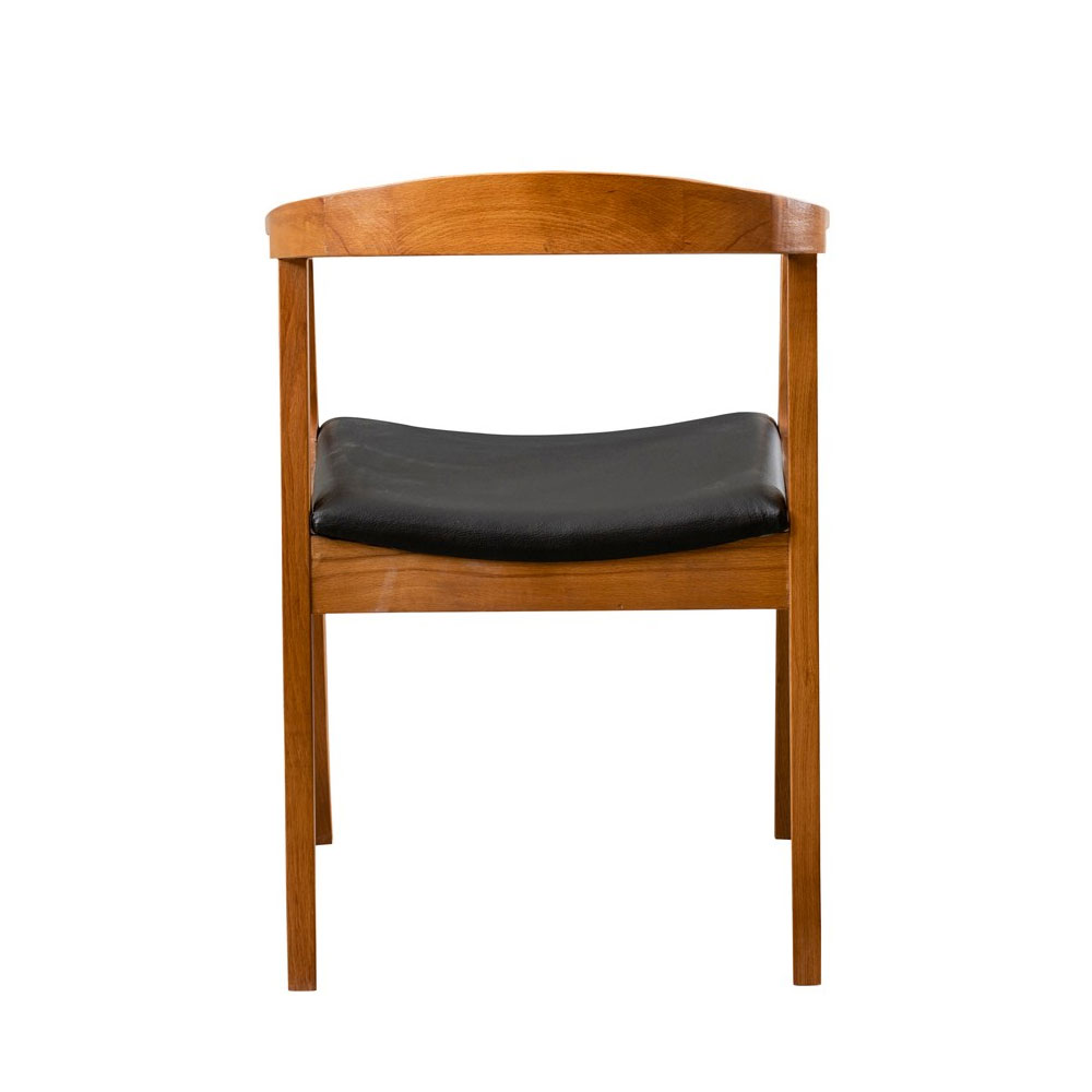 Albero Walnut Beech Wood Dining Chairs with Black Leather Seat in Pair