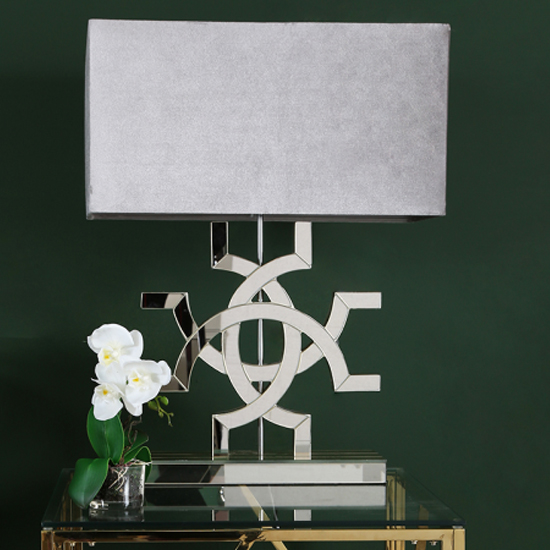 Albert Grey Shade Table Lamp With Gold Glass Base Furniture in Fashion