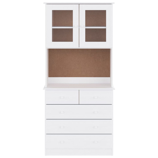 Albi Solid Pinewood Highboard With 2 Doors 5 Drawers In White