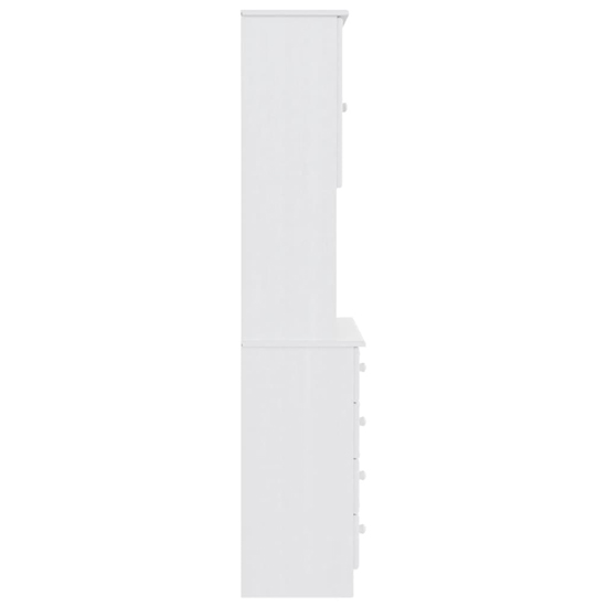 Albi Solid Pinewood Highboard With 2 Doors 5 Drawers In White