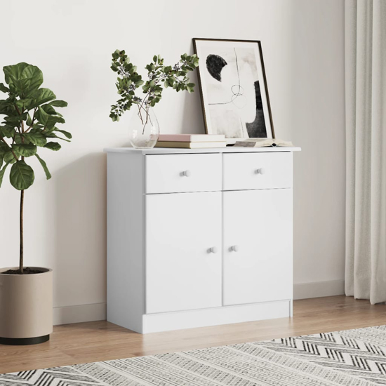 Product photograph of Albi Solid Pinewood Sideboard With 2 Doors 2 Drawers In White from Furniture in Fashion