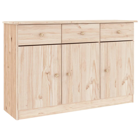 Albi Solid Pinewood Sideboard With 3 Doors 3 Drawers In Brown