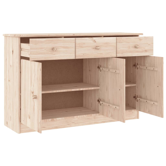 Albi Solid Pinewood Sideboard With 3 Doors 3 Drawers In Brown