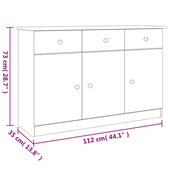 Albi Solid Pinewood Sideboard With 3 Doors 3 Drawers In Brown