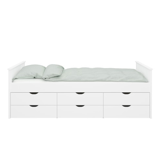 Albia Wooden Single Bed With 6 Drawers In White_3