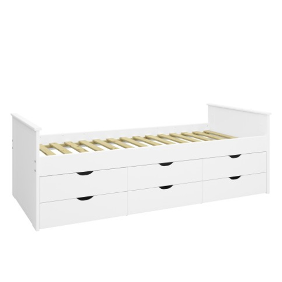 Albia Wooden Single Bed With 6 Drawers In White_4