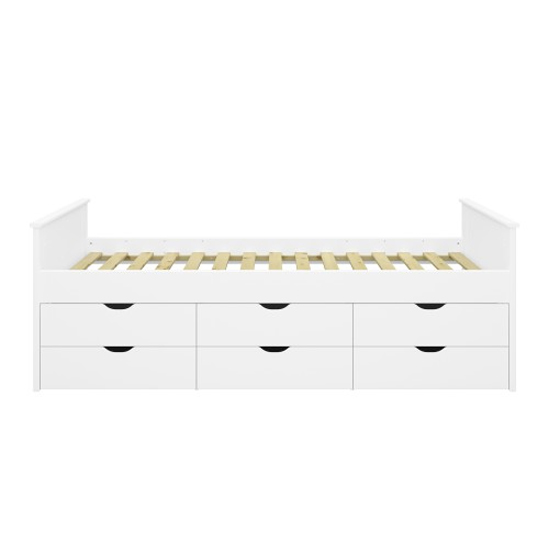 Albia Wooden Single Bed With 6 Drawers In White_5